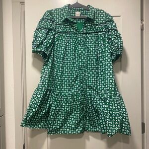 Maeve 1X puff sleeves A line ruffled mini dress